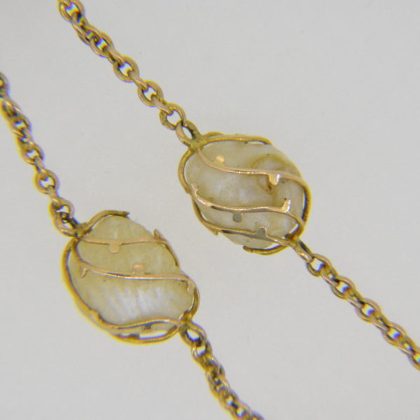 Baroque pearl necklace - Edwardian gold-caged pearls