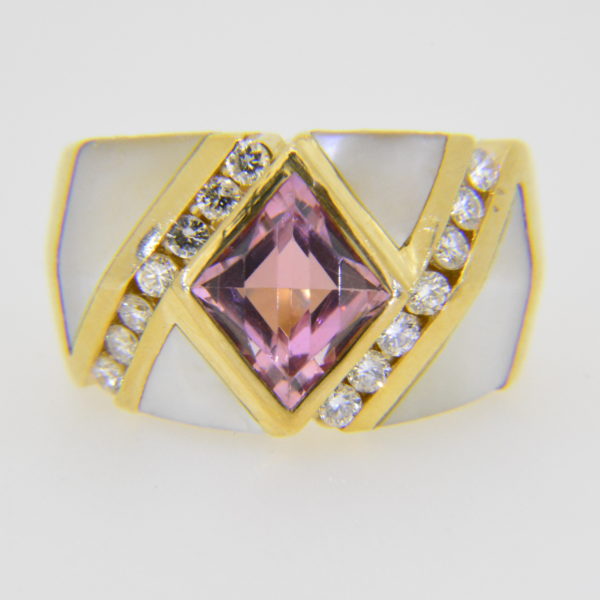 Kabana 14k pink tourmaline diamond ring