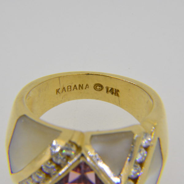 Kabana 14k pink tourmaline diamond ring