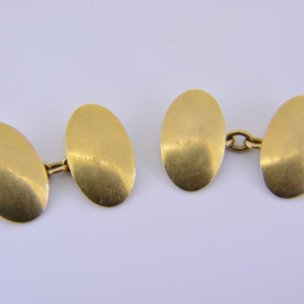 Pair 18ct gold oval panel cuff links