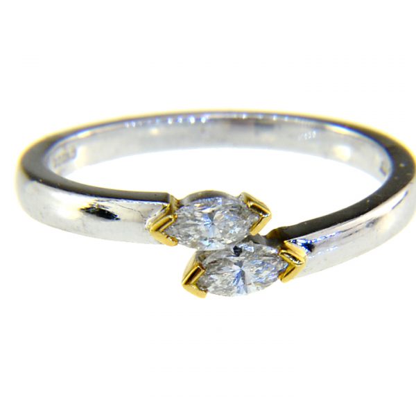 marquise diamond crossover ring