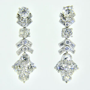 platinum and 10ct diamond pendant earrings