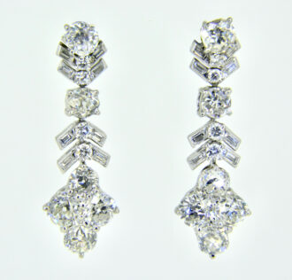 platinum and 10ct diamond pendant earrings
