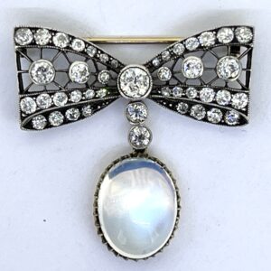 Diamond and moonstone brooch with Jethro Marles