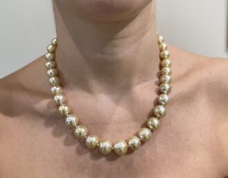 11mm-12.7mm light golden cultured pearl necklace for sale uk