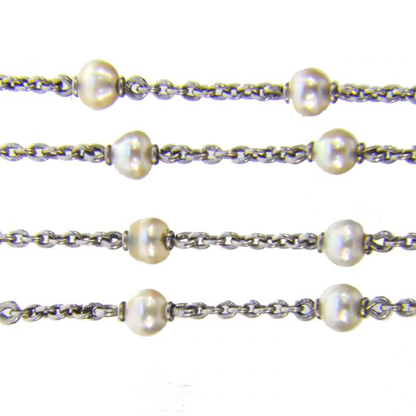 Platinum and pearl chain necklace