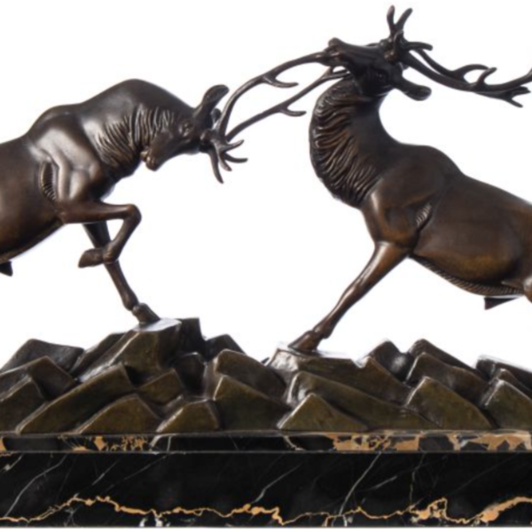 rutting stags bronze