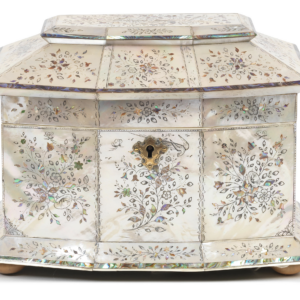 Mother of pearl tea caddy with Jethro Marles