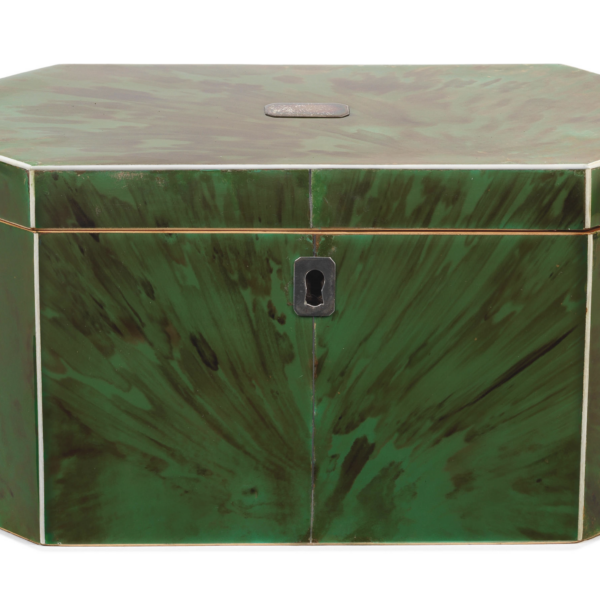 Green stained ivory tea caddy at Jethro Marles