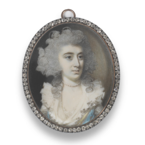 A portrait miniature of a lady called, Mrs Manette, by George Engleheart (London 1750-1829) at Jethro Marles