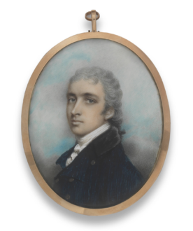 A portrait miniature of a gentleman, wearing a blue coat by Andrew Plimer (Devon 1763-1837 London)at Jethro Marles
