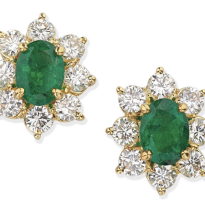 Emerald and diamond earrings for sale Jethro Marles