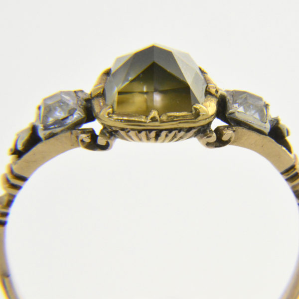 antique greenish diamond ring