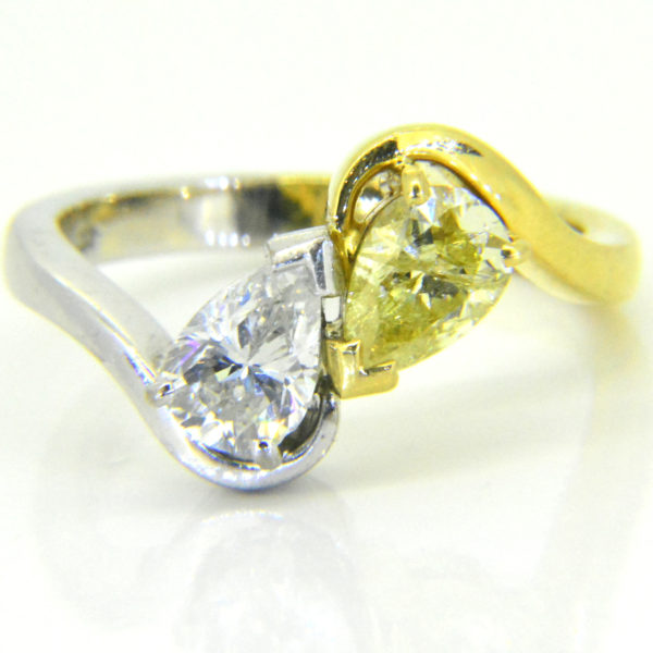 diamond and fancy yellow yin yang ring