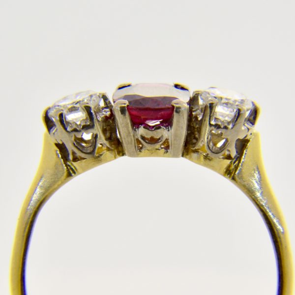 ruby diamond three stone ring