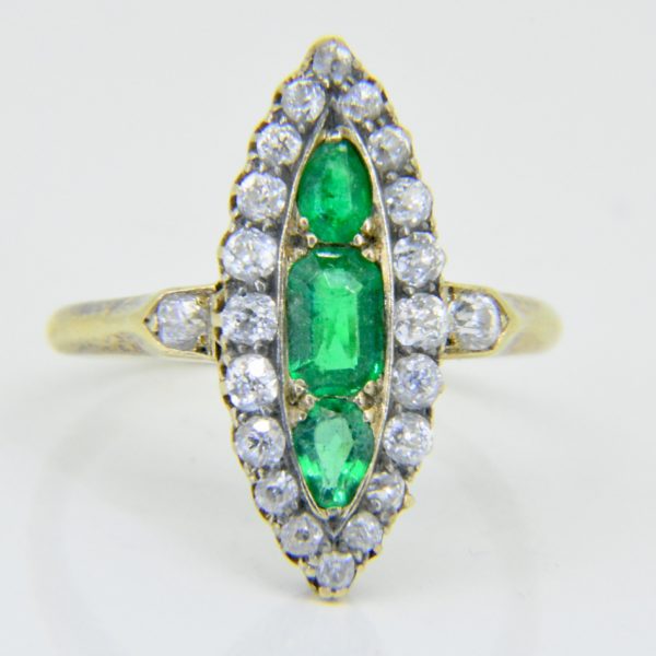 emerald diamond marquise ring c.1900
