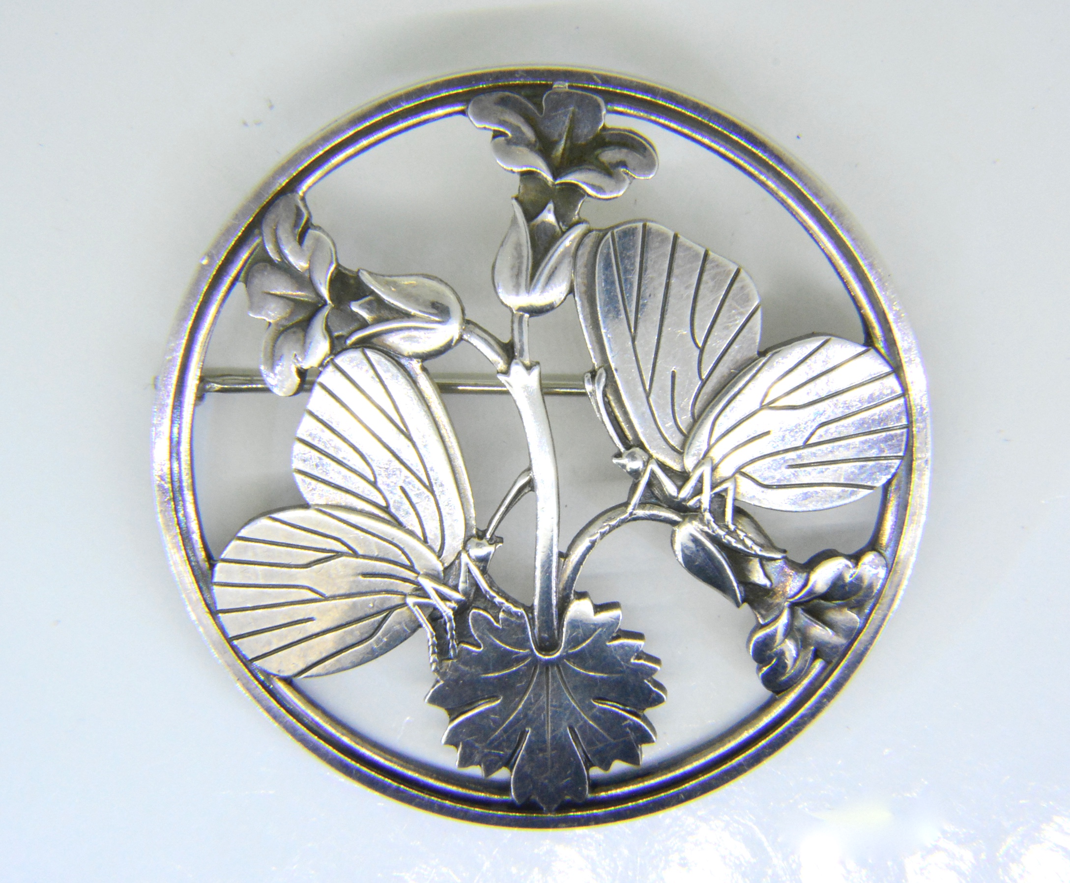 Silver butterfly brooch sale