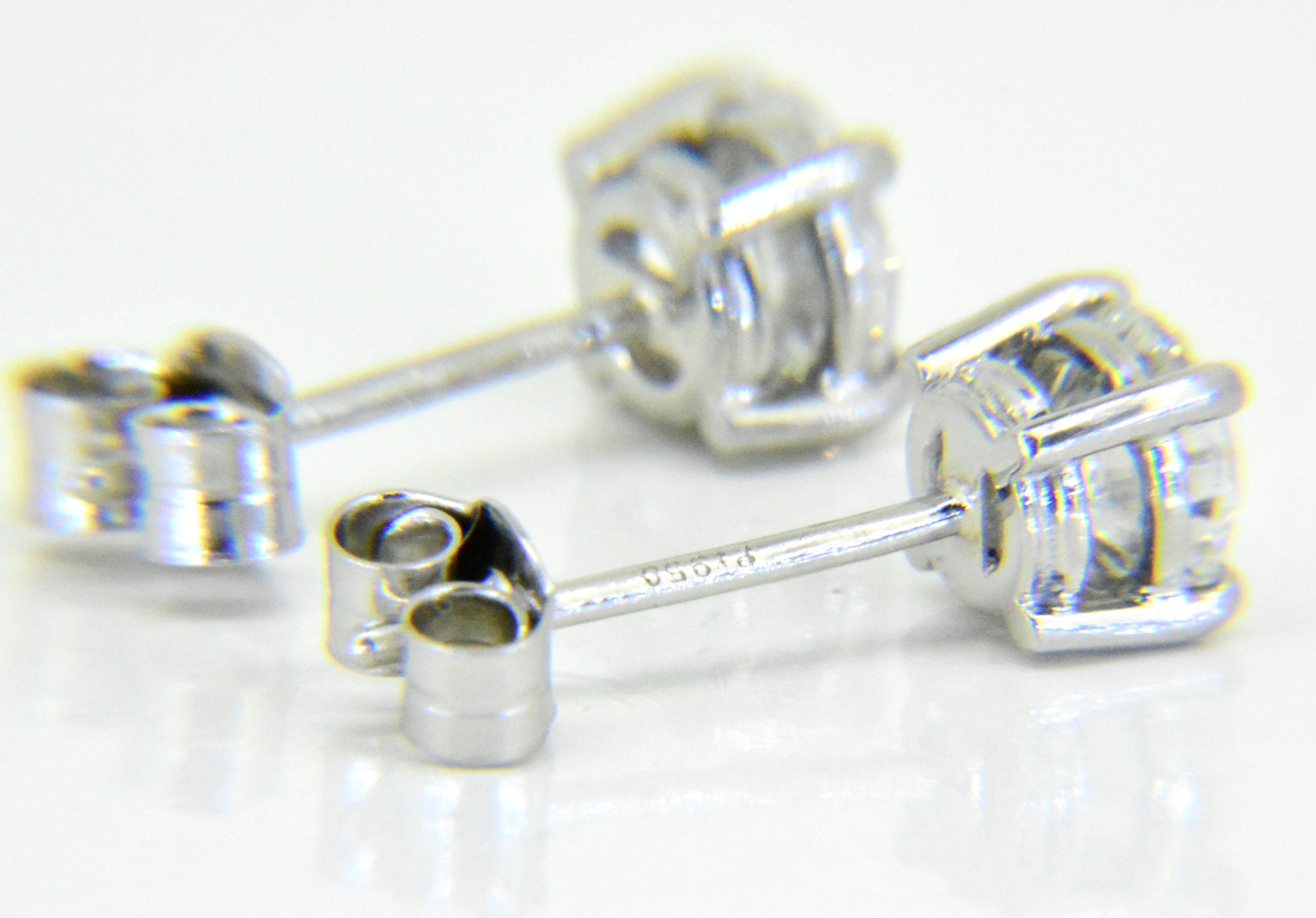 Platinum diamond ear studs 1.2cts total weight. - Jethro Marles