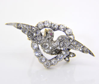 victorian diamond heart dove brooch